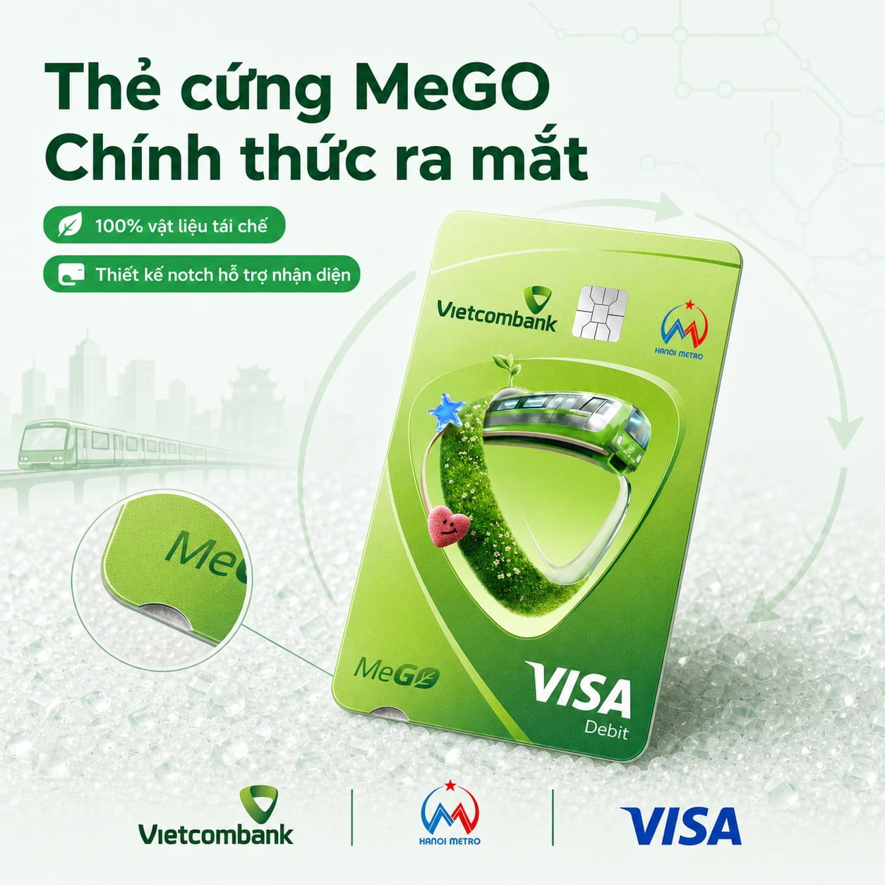 Thiết kế thẻ cứng Vietcombank Visa Hanoi Metro - MeGO
